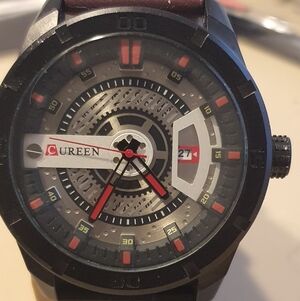 10/$20 Curren #8301 Black Leather Men's Watch w/Date